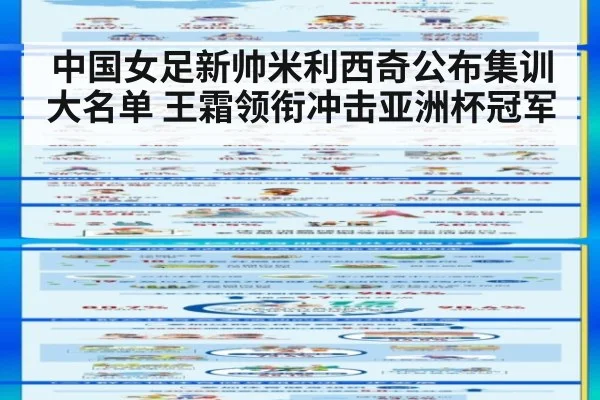 中国女足新帅米利西奇公布集训大名单 王霜领衔冲击亚洲杯冠军